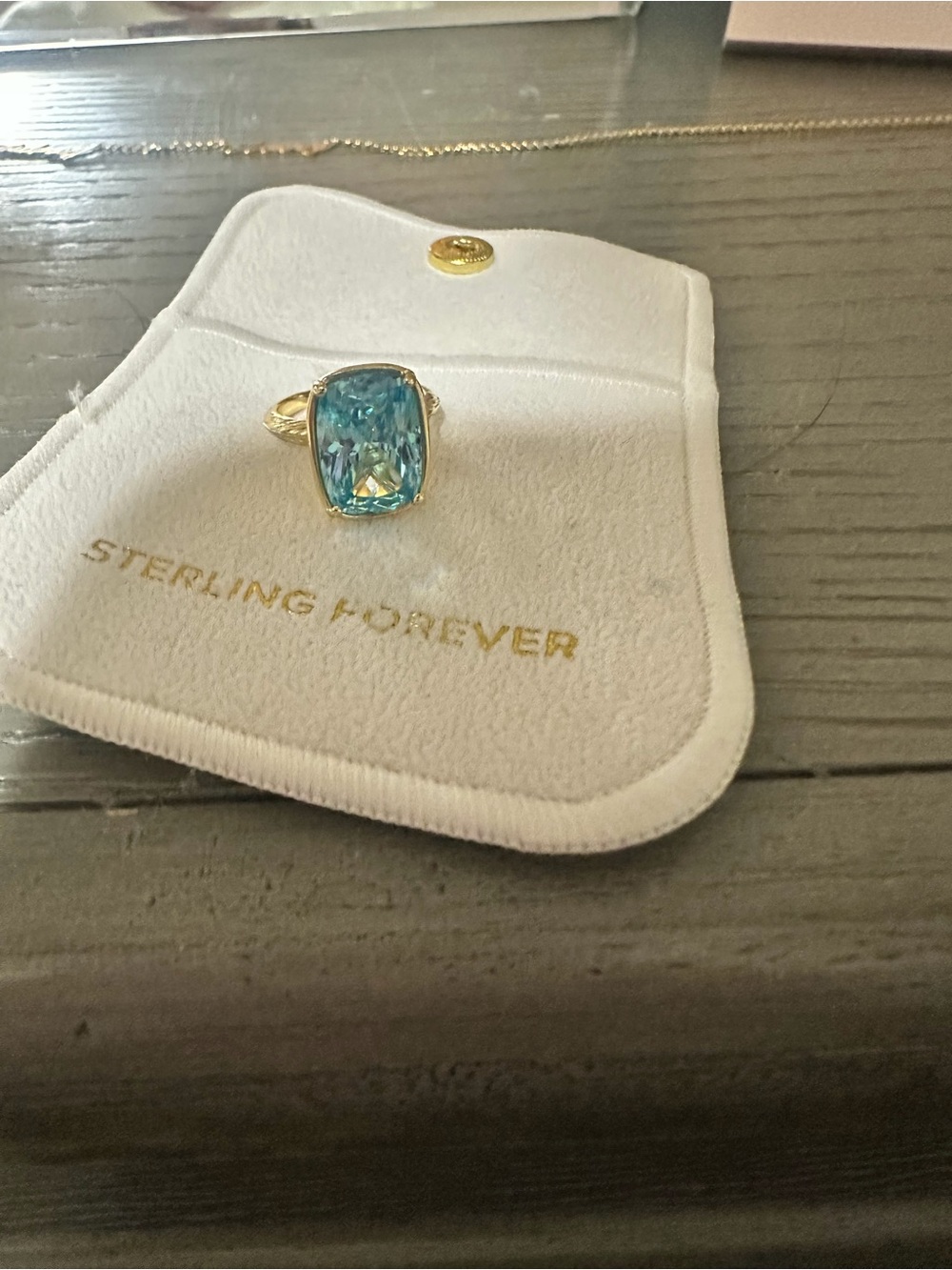 Sterling Silver Elongated Cushion Aquamarine CZ Cocktail Ring